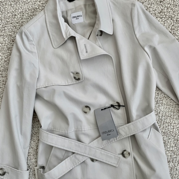 NWT Cinzia Rocca Due Trench in Light Stone, Sz 12 - Picture 10 of 10